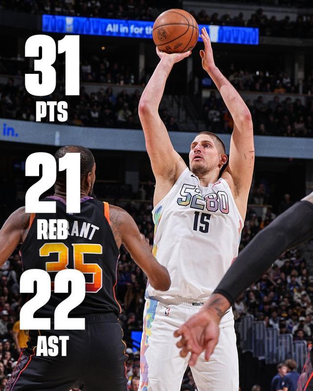 开云体登录-见证神迹！约基奇31+21+22创造历史 MVP再生悬念？